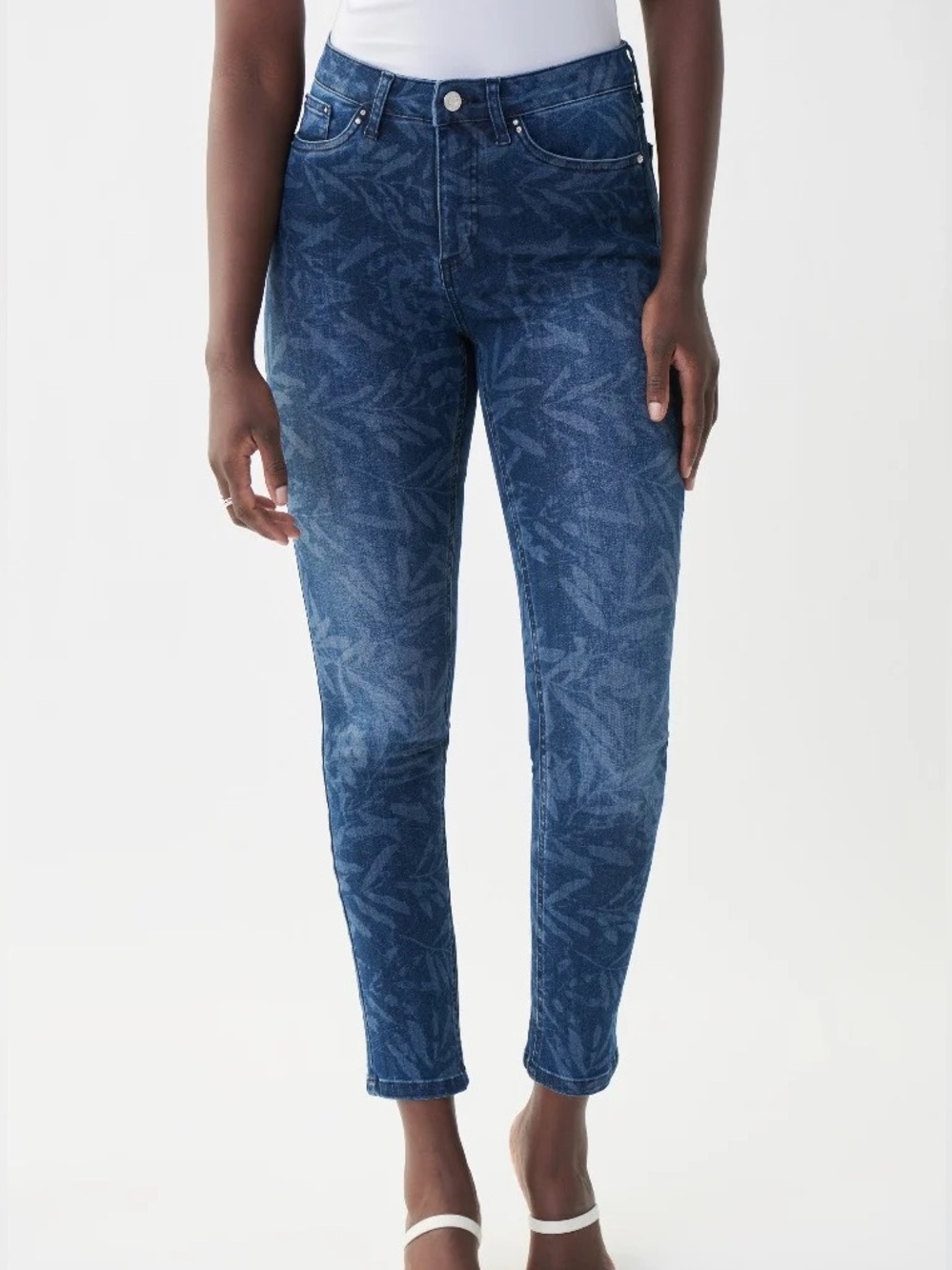 Joseph Ribkoff High-Rise Printed Leaf Classic Slim Jean
